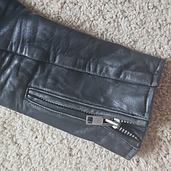 Maje Leather Motorcycle Jacket with Sleeve Slits - Picture 3 of 14